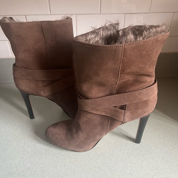 Aldo Brown Heeled Boots with Faux Fur Trim - Picture 2 of 8